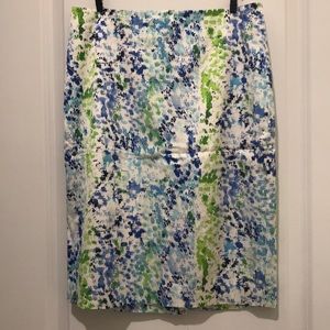 Ann Taylor Water Splatter Paint Pencil Skirt